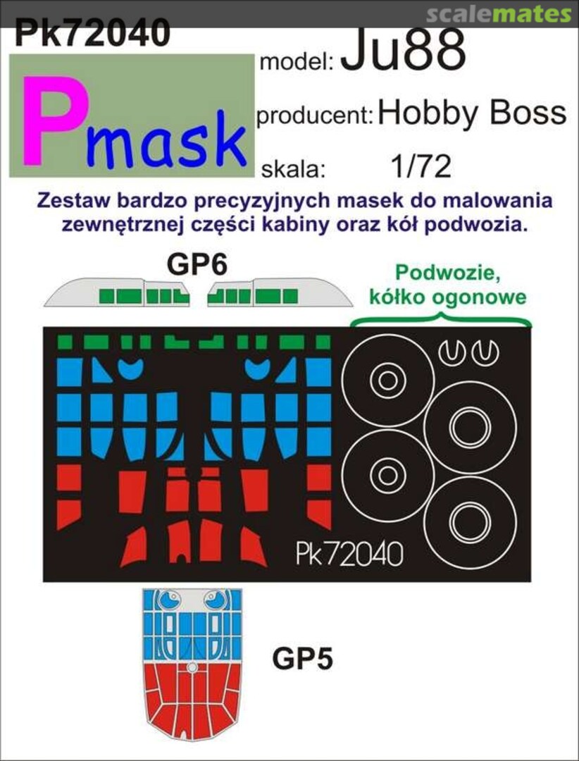 Boxart Ju 88 - canopy and wheel masks PK72040 Pmask Boxart Ju 88 - canopy and wheel masks PK72040 Pmask