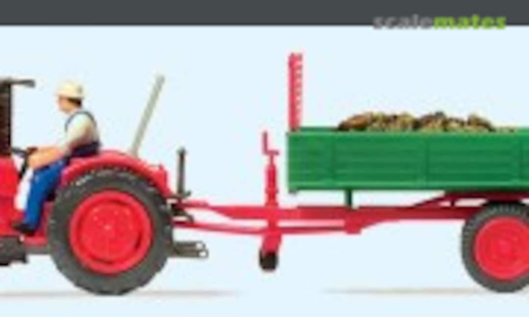 Farm tractor Fahr with dung spreader. (Preiser 17940)