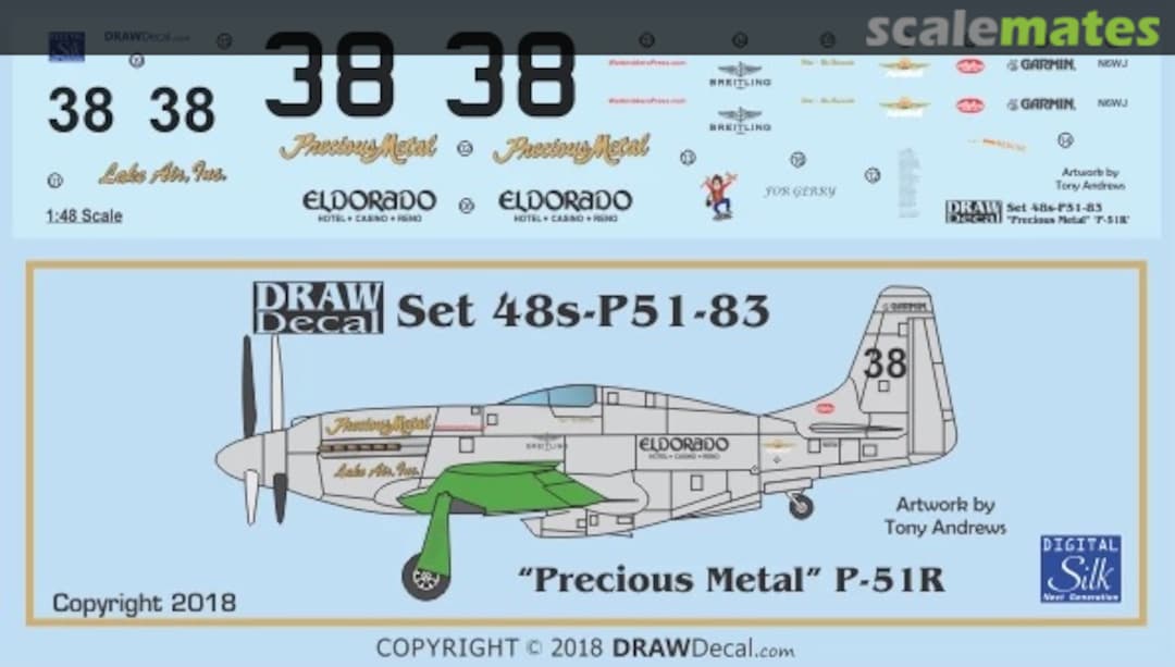 Boxart “Precious Metal” P-51R 48-P51-83 Draw Decal Boxart “Precious Metal” P-51R 48-P51-83 Draw Decal