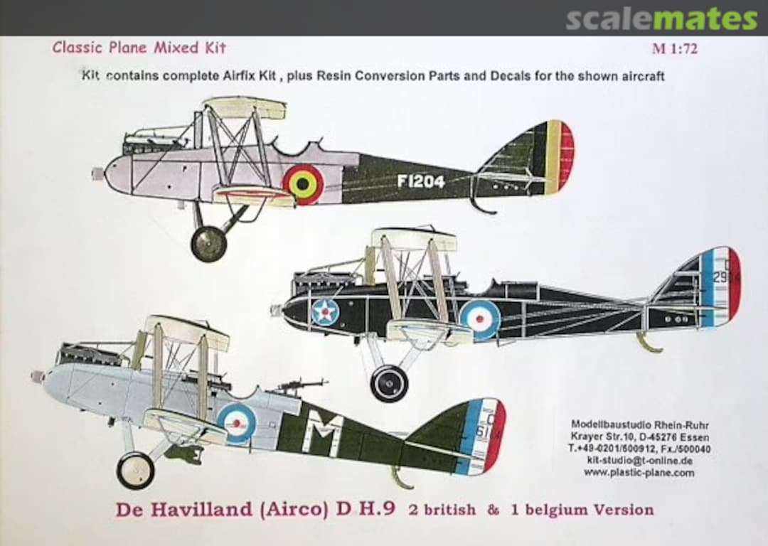 Boxart De Havilland (Airco) D H.9 2x British, 1x Belgian CPM 46 Classic Plane Boxart De Havilland (Airco) D H.9 2x British, 1x Belgian CPM 46 Classic Plane