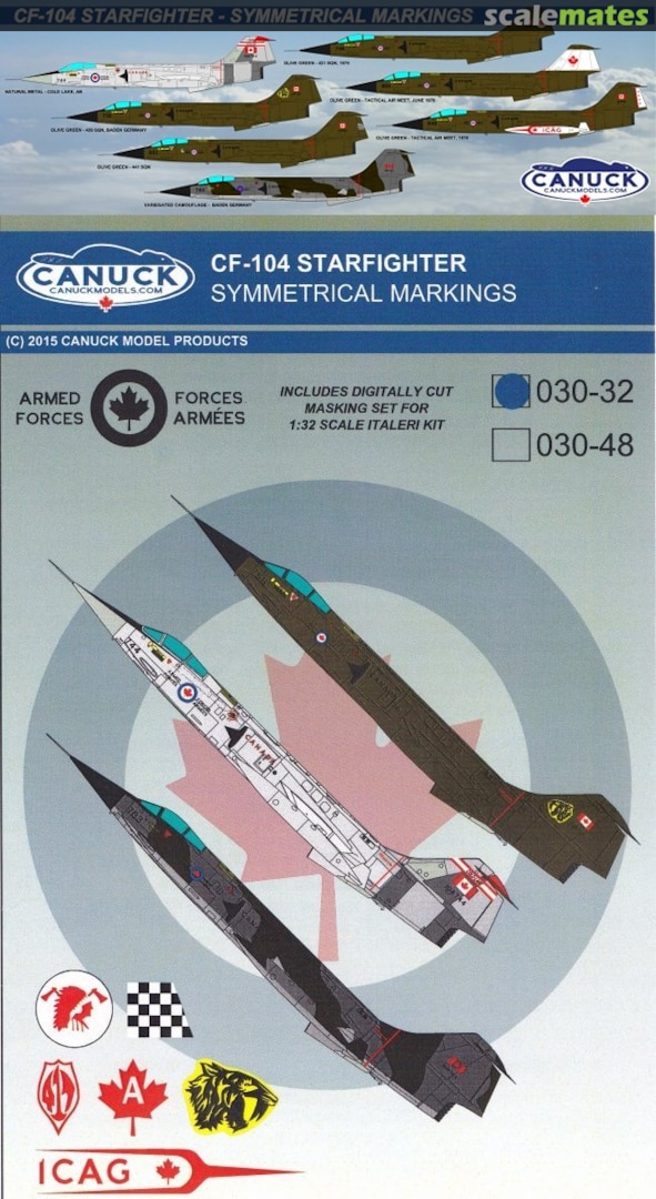 Boxart CF-104 Starfighter Symmetrical Markings 030-32 Canuck Model Products Boxart CF-104 Starfighter Symmetrical Markings 030-32 Canuck Model Products