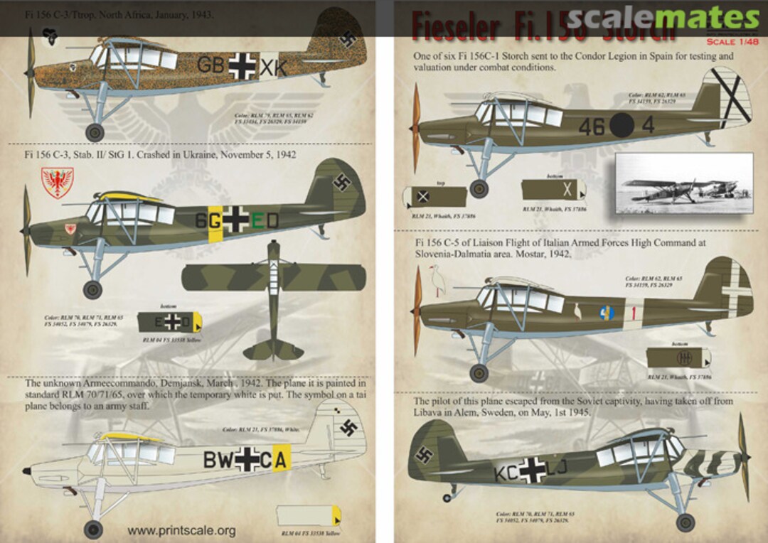 Boxart Fieseler Fi.156 Storch 48-101 Print Scale Boxart Fieseler Fi.156 Storch 48-101 Print Scale