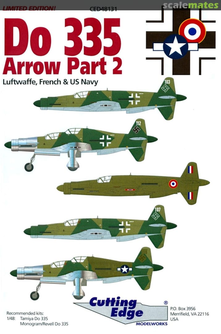 Boxart Do 335 Arrow Part 2 Luftwaffe, French & US Navy CED48131 Cutting Edge Modelworks Boxart Do 335 Arrow Part 2 Luftwaffe, French & US Navy CED48131 Cutting Edge Modelworks