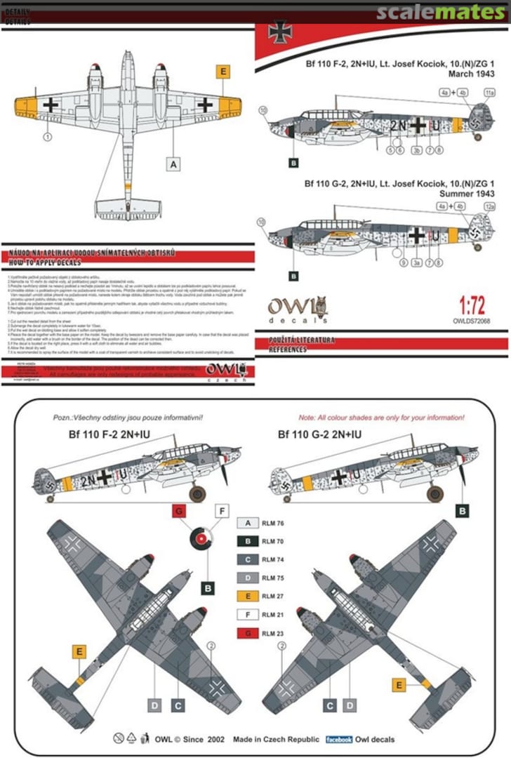Boxart Bf 110 F-2, 2N+IU OWLDS72068 OWL Boxart Bf 110 F-2, 2N+IU OWLDS72068 OWL