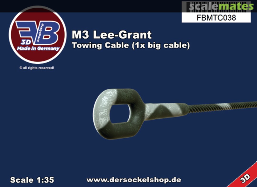 Boxart M3 Lee-Grant, Towing Cable FBMTC038 FB Modelling Boxart M3 Lee-Grant, Towing Cable FBMTC038 FB Modelling