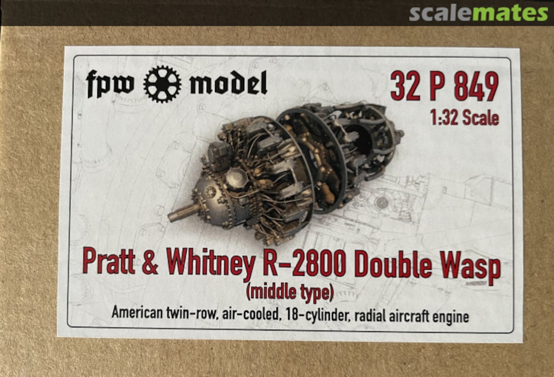 Boxart Pratt & Whitney R-2800 Double Wasp Middle type 32P849 FPW Model Boxart Pratt & Whitney R-2800 Double Wasp Middle type 32P849 FPW Model