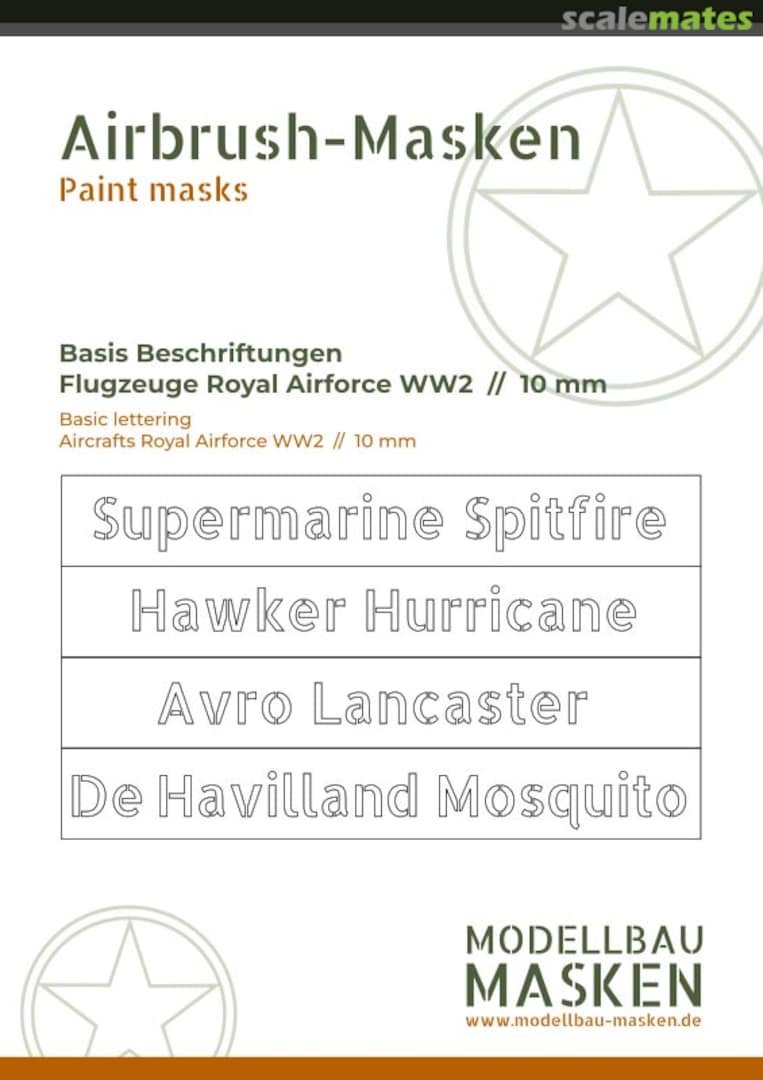 Boxart Aircraft namelettering Royal Airforce WW2 6010-10 Modellbau-Masken Boxart Aircraft namelettering Royal Airforce WW2 6010-10 Modellbau-Masken