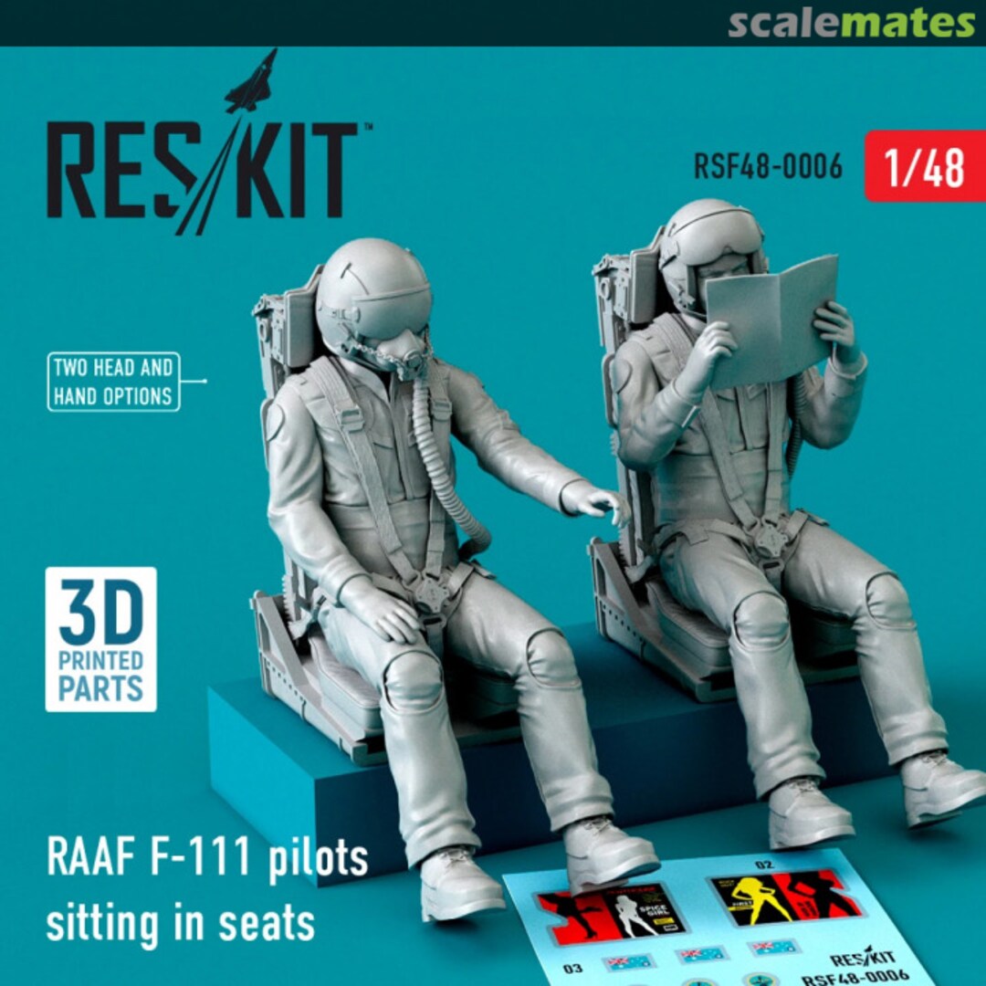 Boxart RAAF F-111 pilots sitting in seats (2 pcs.) RSF48-0006 ResKit Boxart RAAF F-111 pilots sitting in seats (2 pcs.) RSF48-0006 ResKit