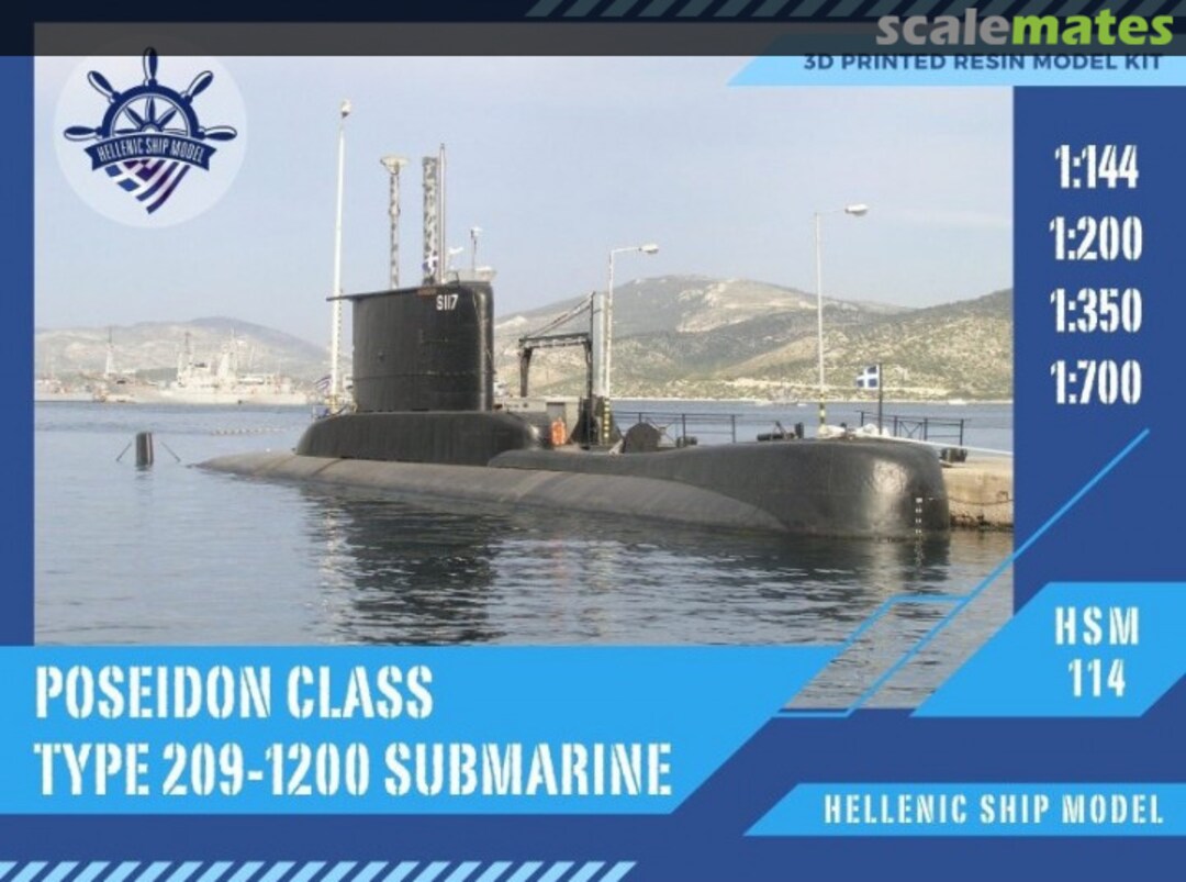 Boxart Poseidon Class Type 209-1200 Submarine HSM350-114 Hellenic Ship Model