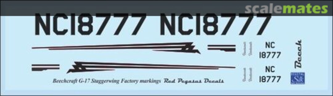 Boxart Beechcraft G-17 Staggerwing - Factory Markings 72-RPD-BEECH-01 Draw Decal