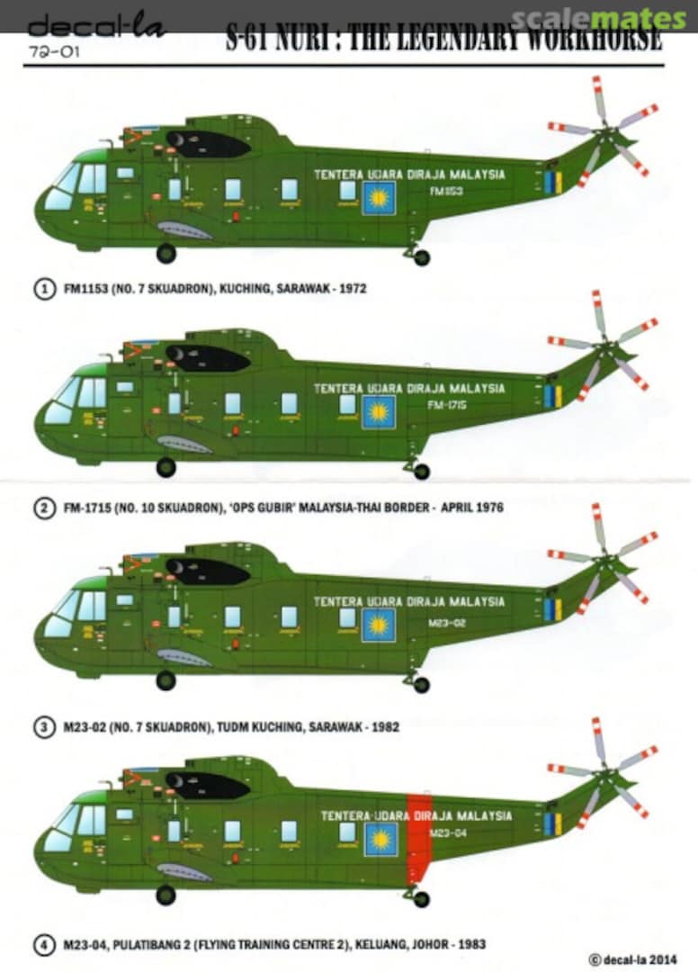 Boxart S-61 Nuri RMAF 7201 Decal-La