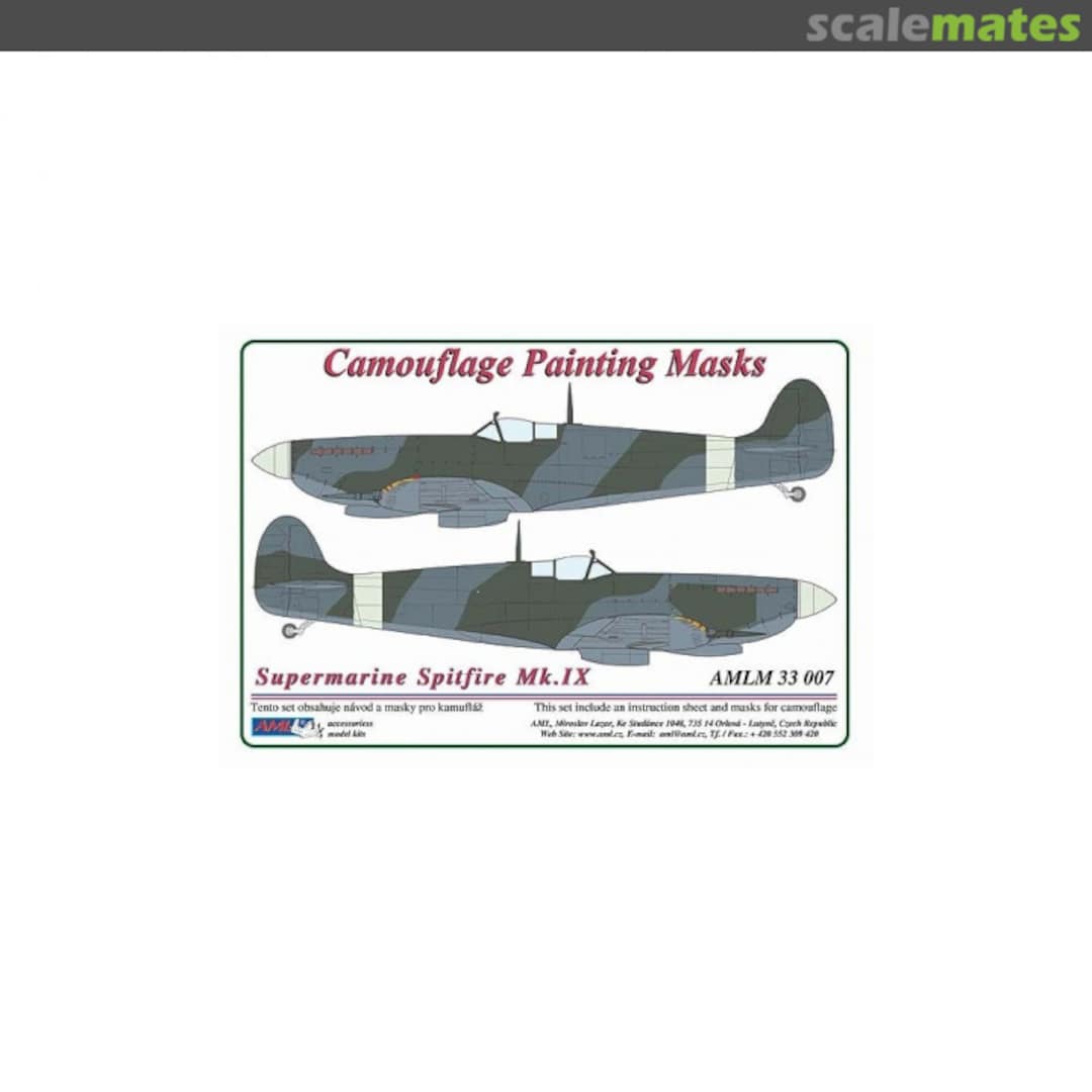 Boxart Supermarine Spitfire Mk.IX Camouflage Painting Masks AMLM33007 AML Boxart Supermarine Spitfire Mk.IX Camouflage Painting Masks AMLM33007 AML