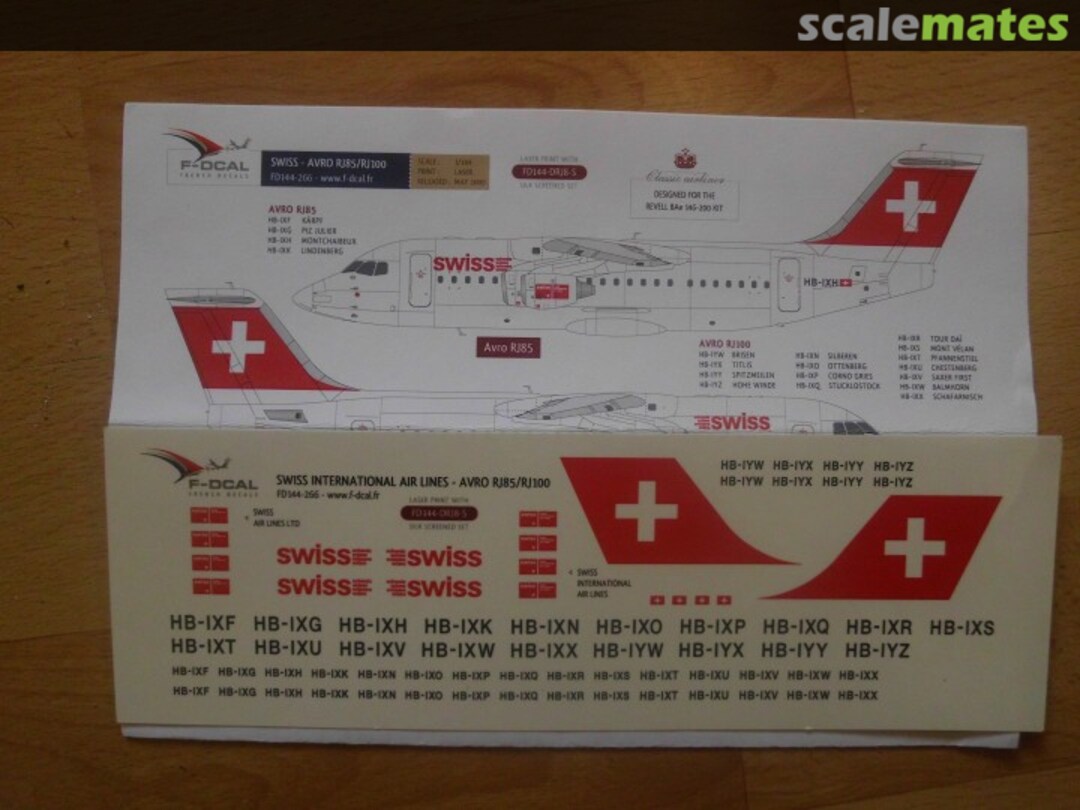Boxart Swissair RJ85/RJ100 (Bae 146) FD144-266 F-DCAL Boxart Swissair RJ85/RJ100 (Bae 146) FD144-266 F-DCAL