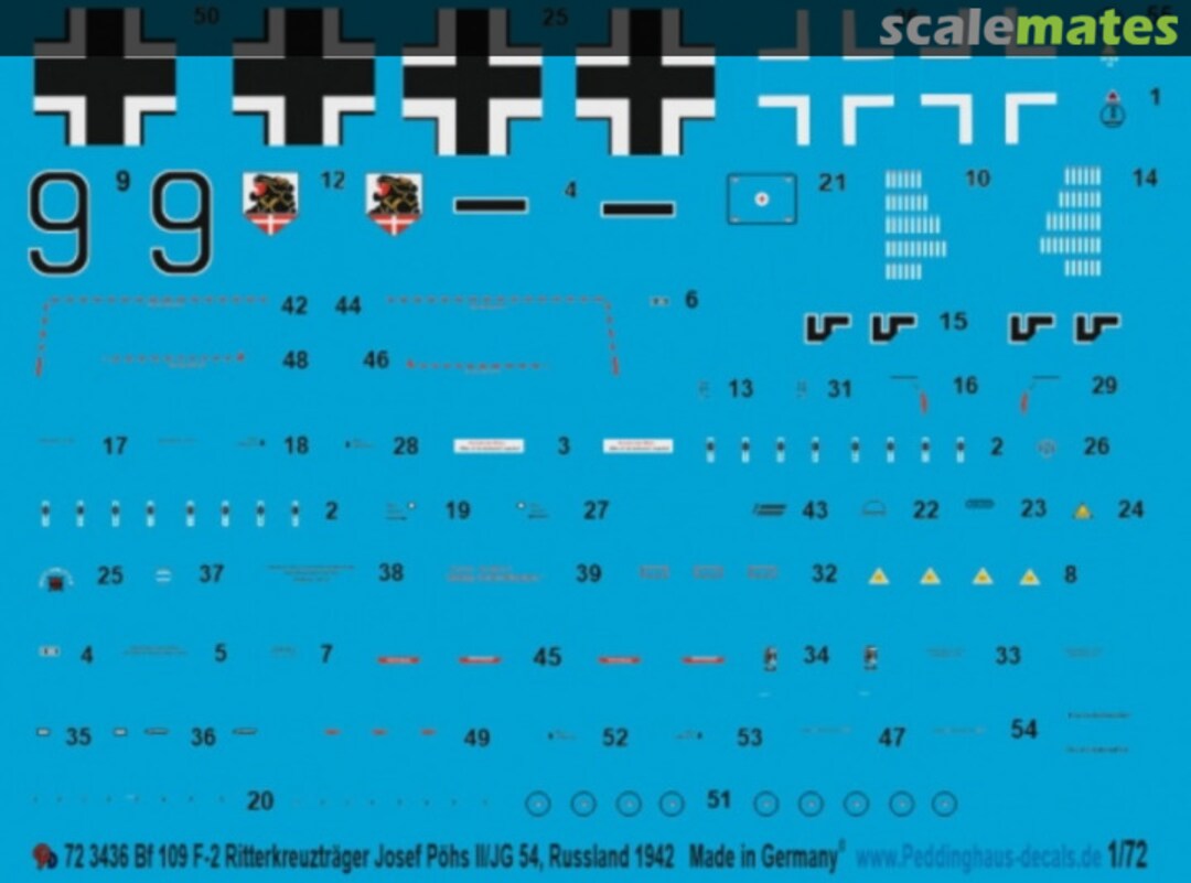 Boxart BF 109 F-2 Josef Pöhs II/JG 54 Russland 1942 72 3436 Peddinghaus-Decals Boxart BF 109 F-2 Josef Pöhs II/JG 54 Russland 1942 72 3436 Peddinghaus-Decals
