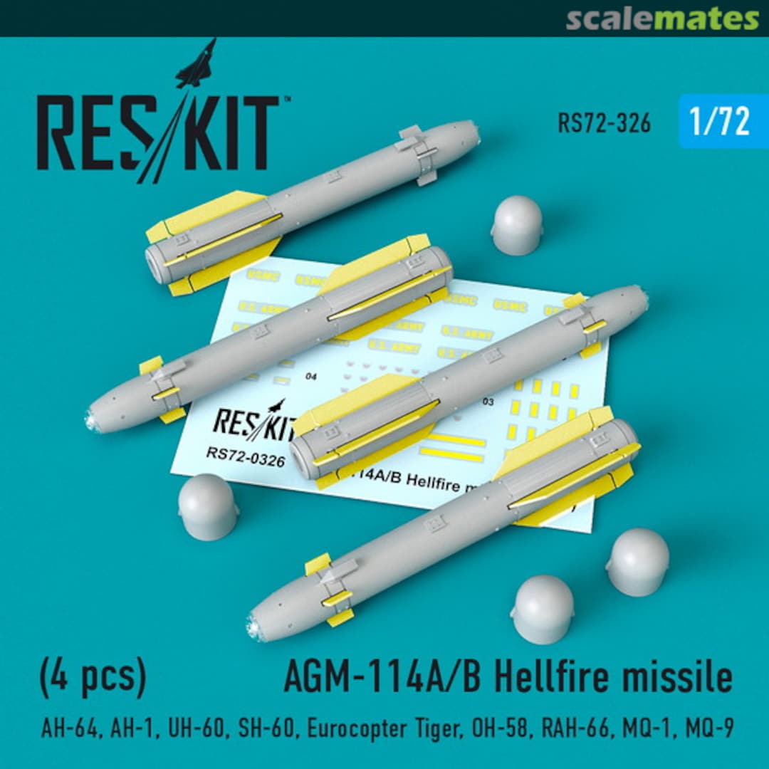 Boxart AGM-114A/B Hellfire missiles (4 pcs) RS72-0326 ResKit