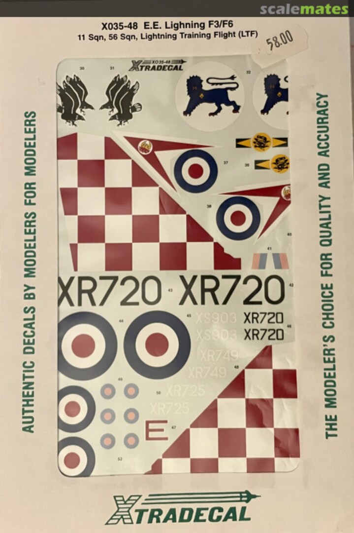 Boxart EE Lightning F3/F6 X035-48 Xtradecal Boxart EE Lightning F3/F6 X035-48 Xtradecal