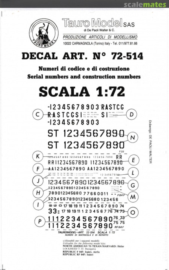 Boxart Numeri di codice e di costruzione 72-514 Tauro Model Boxart Numeri di codice e di costruzione 72-514 Tauro Model