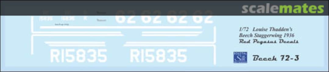 Boxart Beechcraft C-17 R Staggerwing - Louise Thaden 72-RPD-BEECH-03 Draw Decal