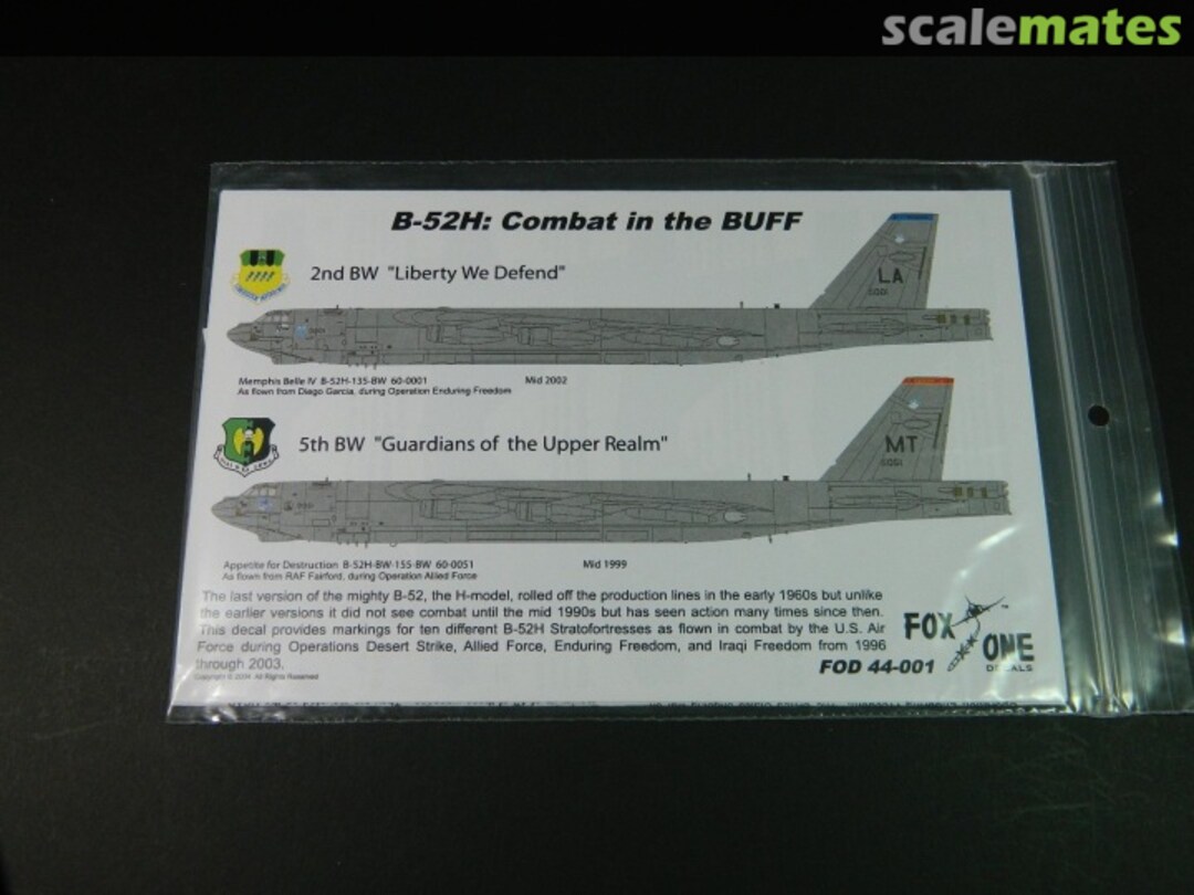 Boxart Boeing B-52H Stratofortress: Combat in the BUFF 44-001 Fox One Decals Boxart Boeing B-52H Stratofortress: Combat in the BUFF 44-001 Fox One Decals