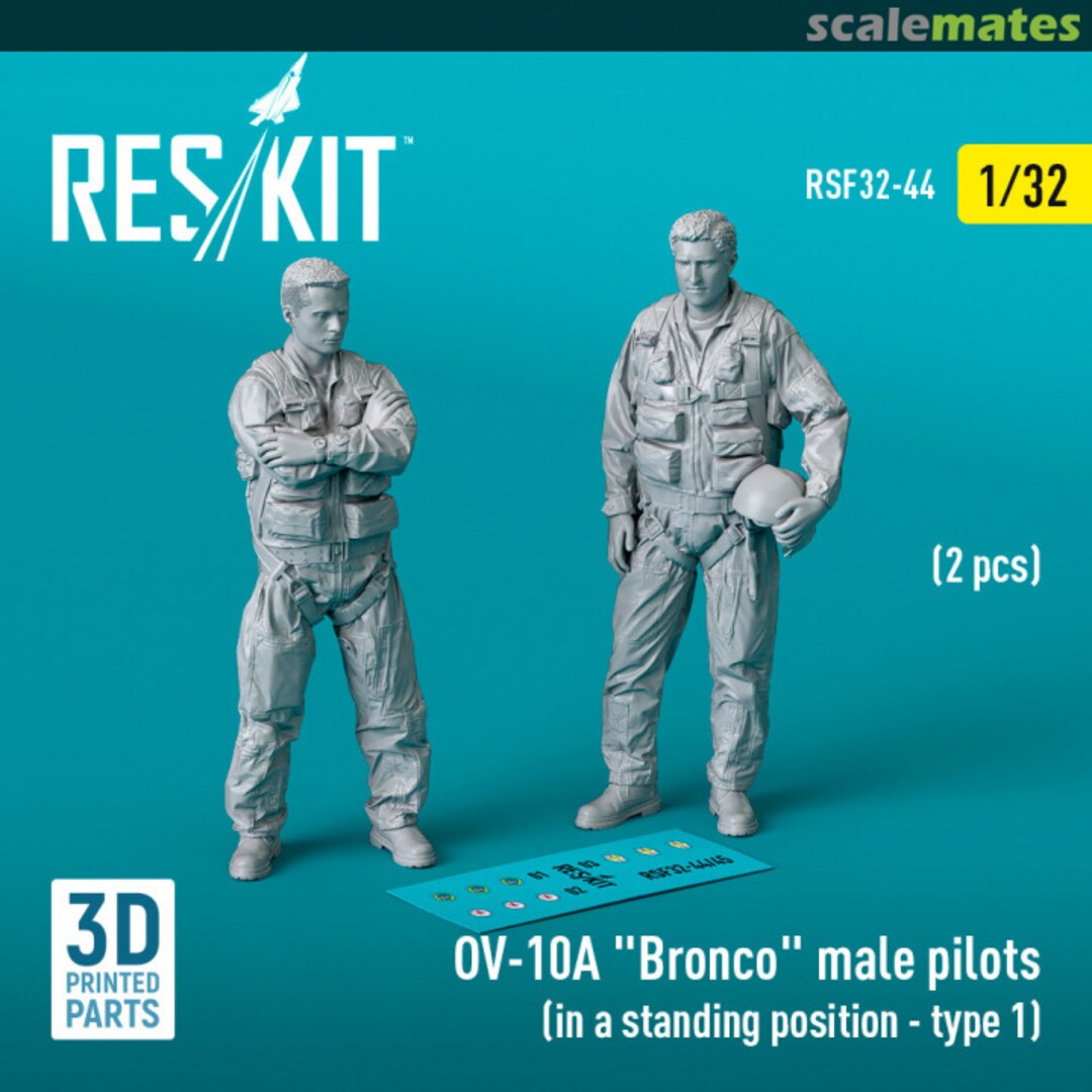 Boxart OV-10A Bronco male pilots (in a standing position - type 1) (2 pcs) (3D Printed) RSF32-0044 ResKit Boxart OV-10A Bronco male pilots (in a standing position - type 1) (2 pcs) (3D Printed) RSF32-0044 ResKit