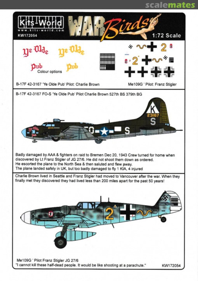 Boxart B-17F 'Ye Olde Pub' & Me109G KW172054 Kits-World