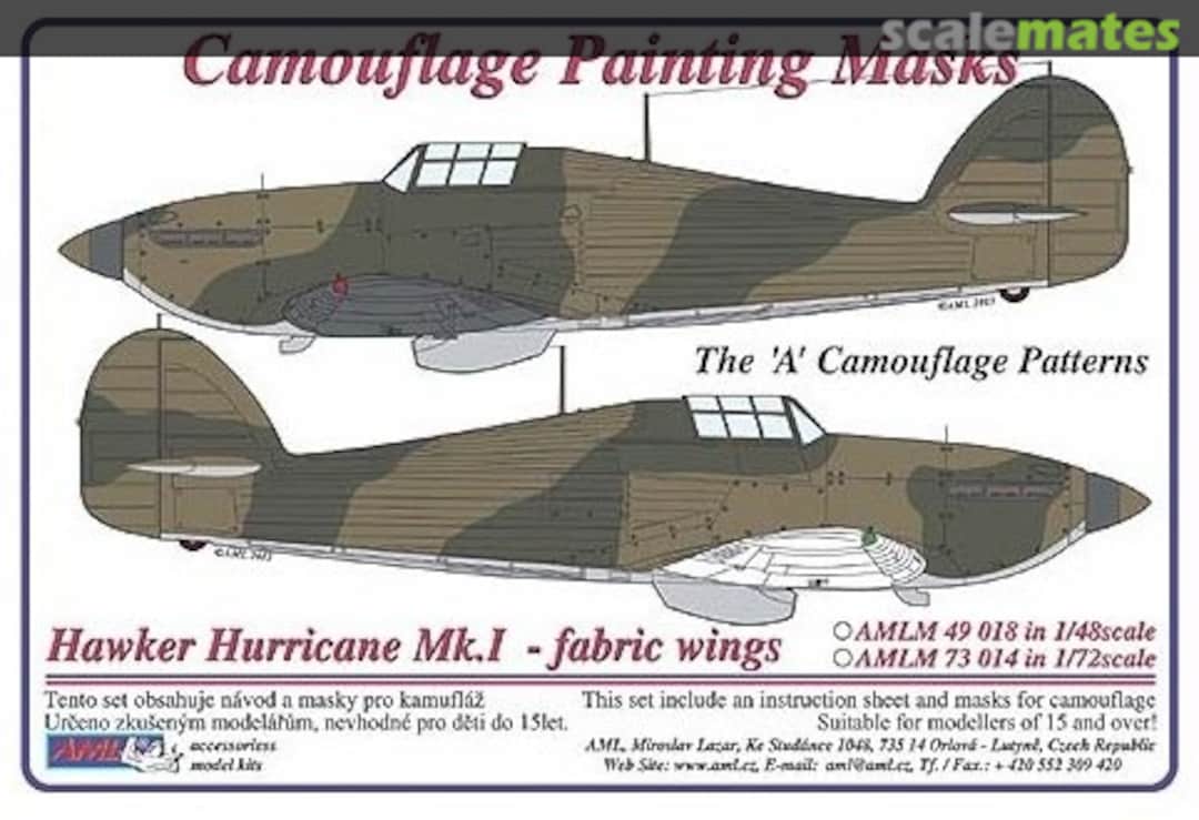 Boxart Hawker Hurricane Mk.I - Fabric Wings AMLM 73 014 AML Boxart Hawker Hurricane Mk.I - Fabric Wings AMLM 73 014 AML