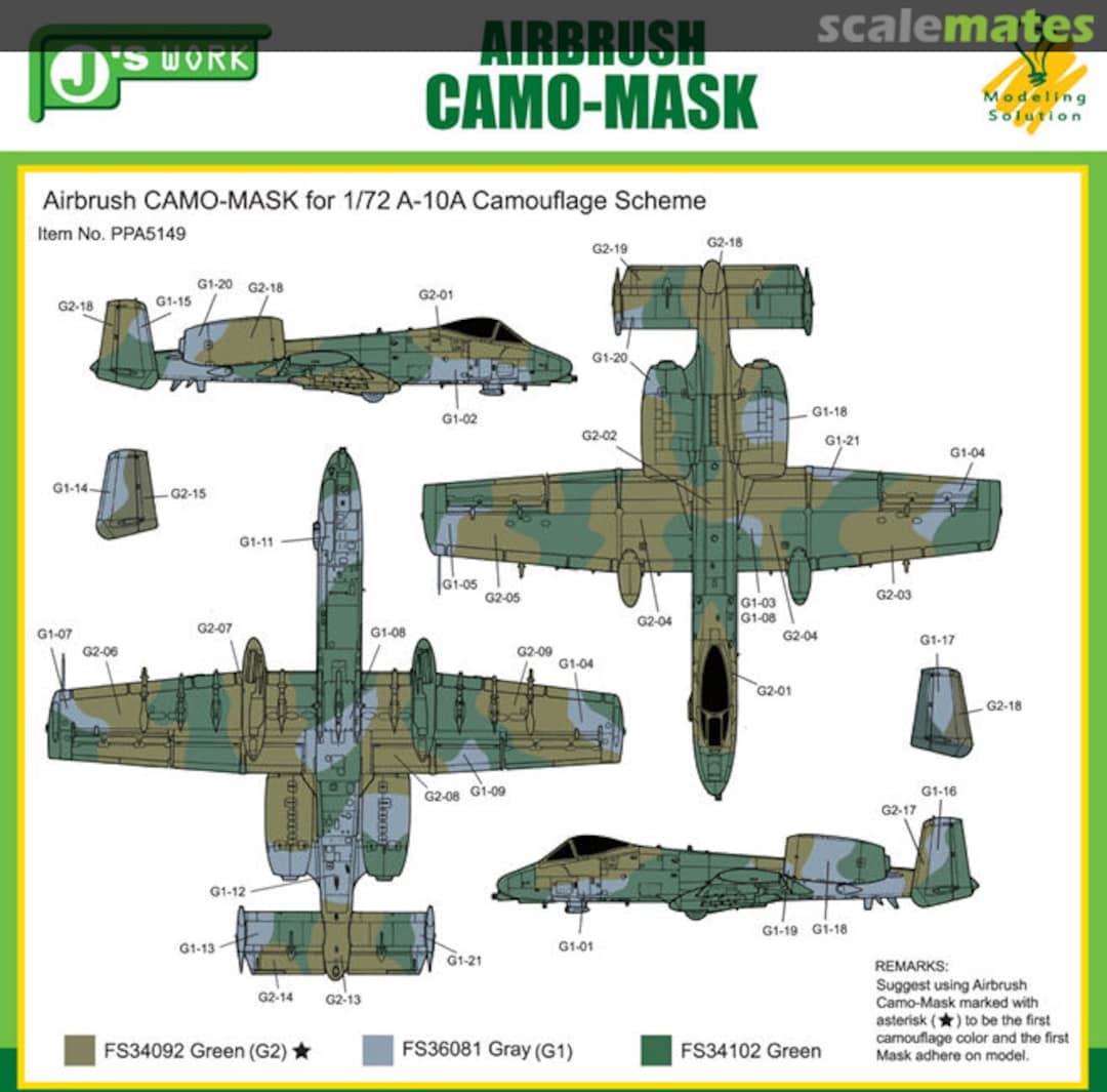 Boxart Airbrush CAMO-MASK A-10A Camo Scheme PPA5149 J's Work Boxart Airbrush CAMO-MASK A-10A Camo Scheme PPA5149 J's Work