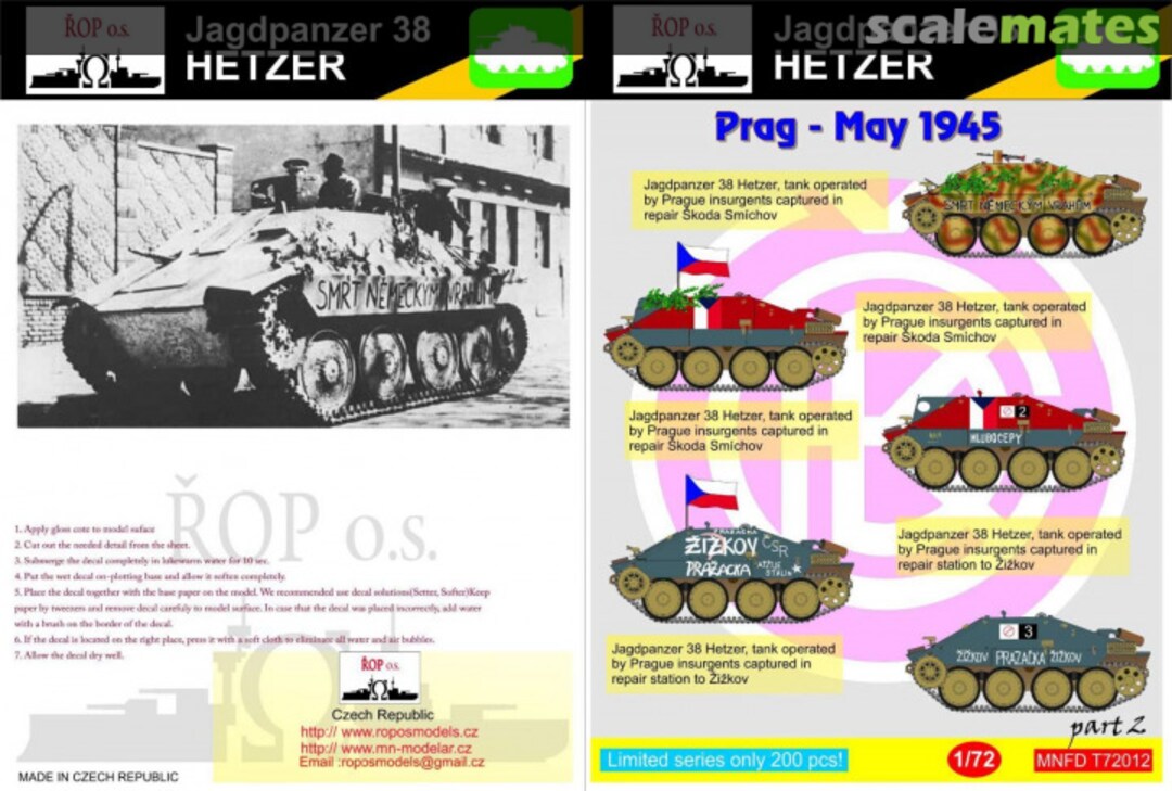 Boxart JAGDPANZER 38 HETZER - PRAG MAY 1945 MNFDT72012 ROP o.s. Boxart JAGDPANZER 38 HETZER - PRAG MAY 1945 MNFDT72012 ROP o.s.