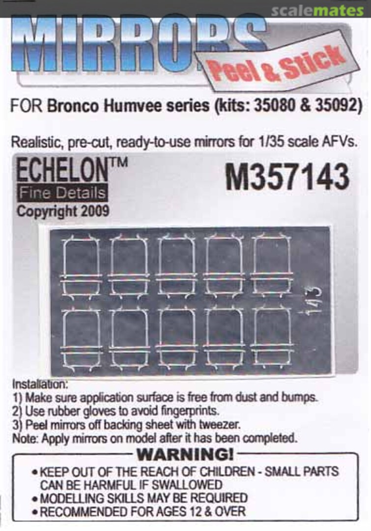 Boxart Humvees Series (Bronco) Mirrors M357143 Echelon Fine Details Boxart Humvees Series (Bronco) Mirrors M357143 Echelon Fine Details