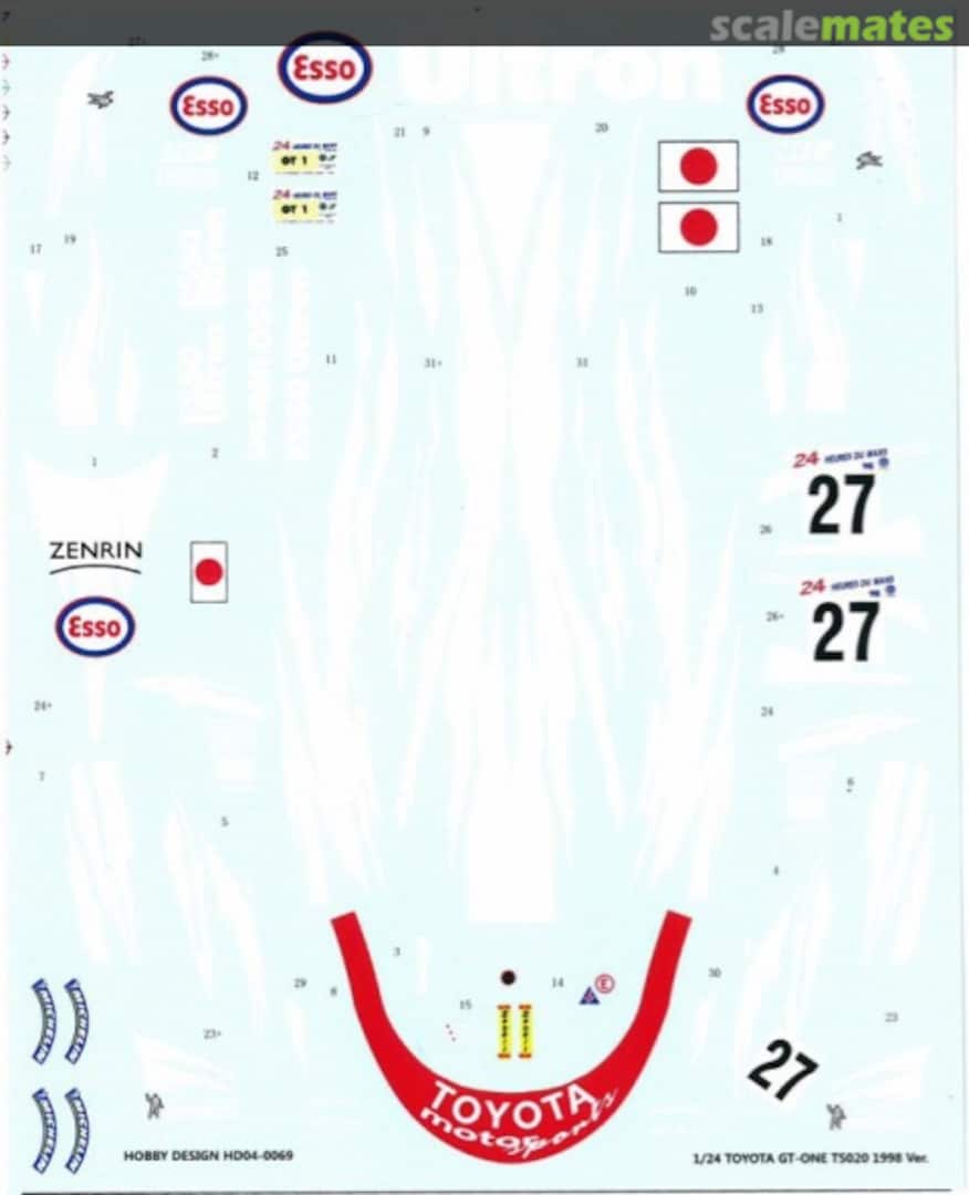 Boxart Toyota GT-ONE TS-020 1998 Decal (Tamiya) HD04-0069 Hobby Design