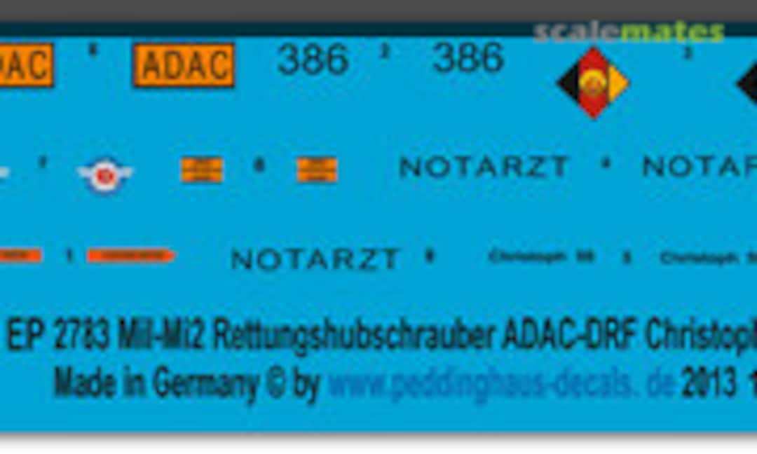 1:72 Mil-Mi 2 ADAC -DRF Rescueheli Christoph 50 (Peddinghaus-Decals EP 2783) EP 2783