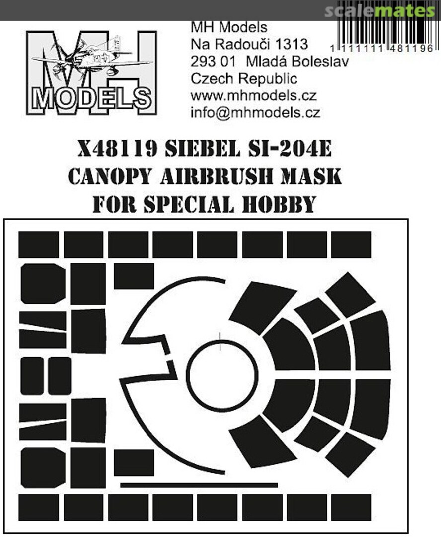 Boxart Siebel Si-204E Canopy Airbrush Mask X48119 MH Models Boxart Siebel Si-204E Canopy Airbrush Mask X48119 MH Models