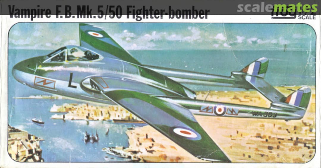 Boxart Vampire F.B.Mk.5/50 Fighter-bomber F217 FROG Boxart Vampire F.B.Mk.5/50 Fighter-bomber F217 FROG