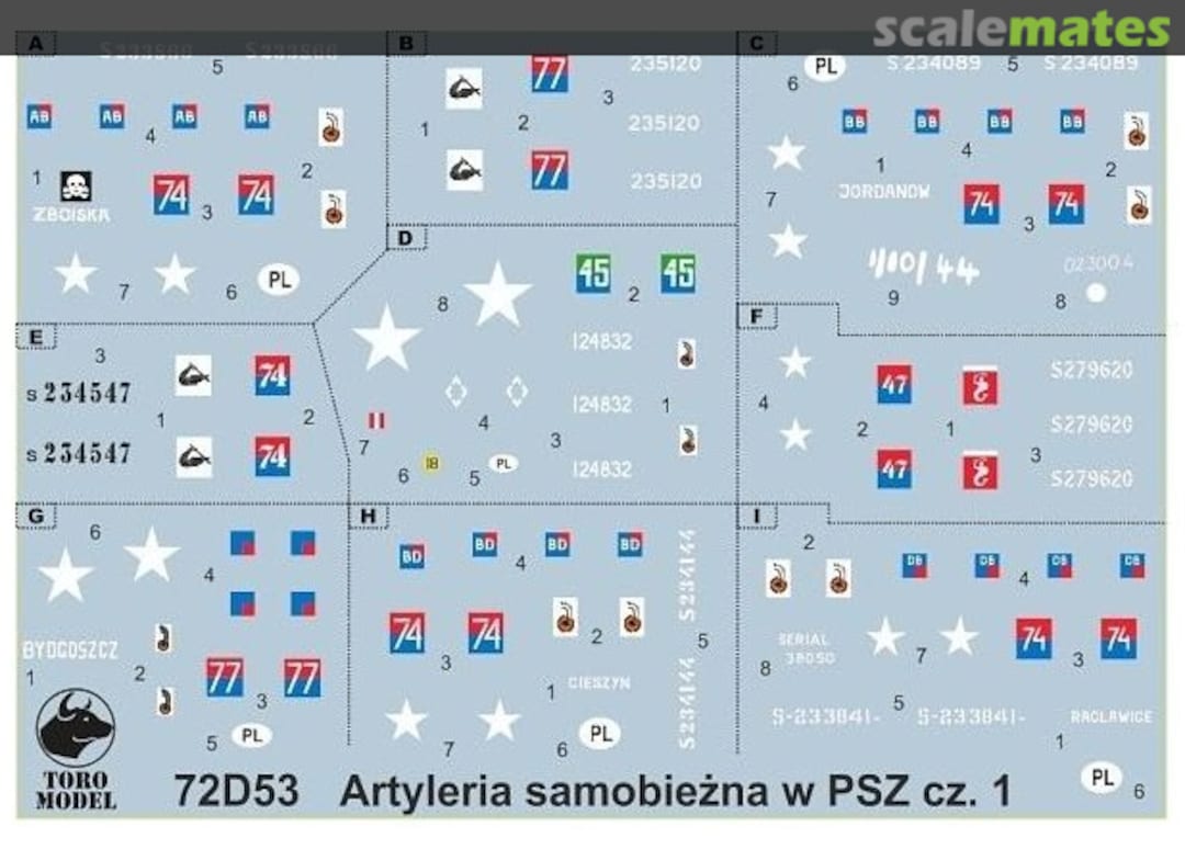 Boxart Polish Self-Propelled Artillery 1943-1946 Decal Vol.1 72D53 ToRo Model Boxart Polish Self-Propelled Artillery 1943-1946 Decal Vol.1 72D53 ToRo Model
