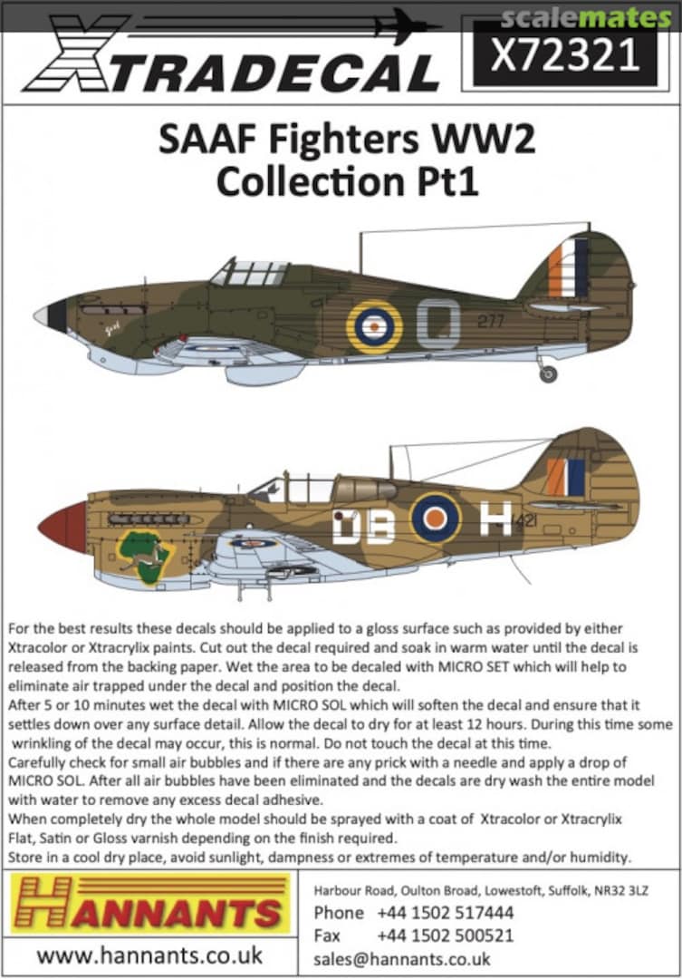 Boxart SAAF Fighters WW2 Collection Pt1 X72321 Xtradecal Boxart SAAF Fighters WW2 Collection Pt1 X72321 Xtradecal