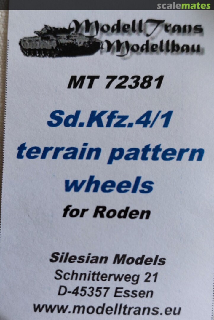 Boxart Sd.Kfz 4/1 terrain pattern wheels MT 72381 Modell Trans Modellbau Boxart Sd.Kfz 4/1 terrain pattern wheels MT 72381 Modell Trans Modellbau