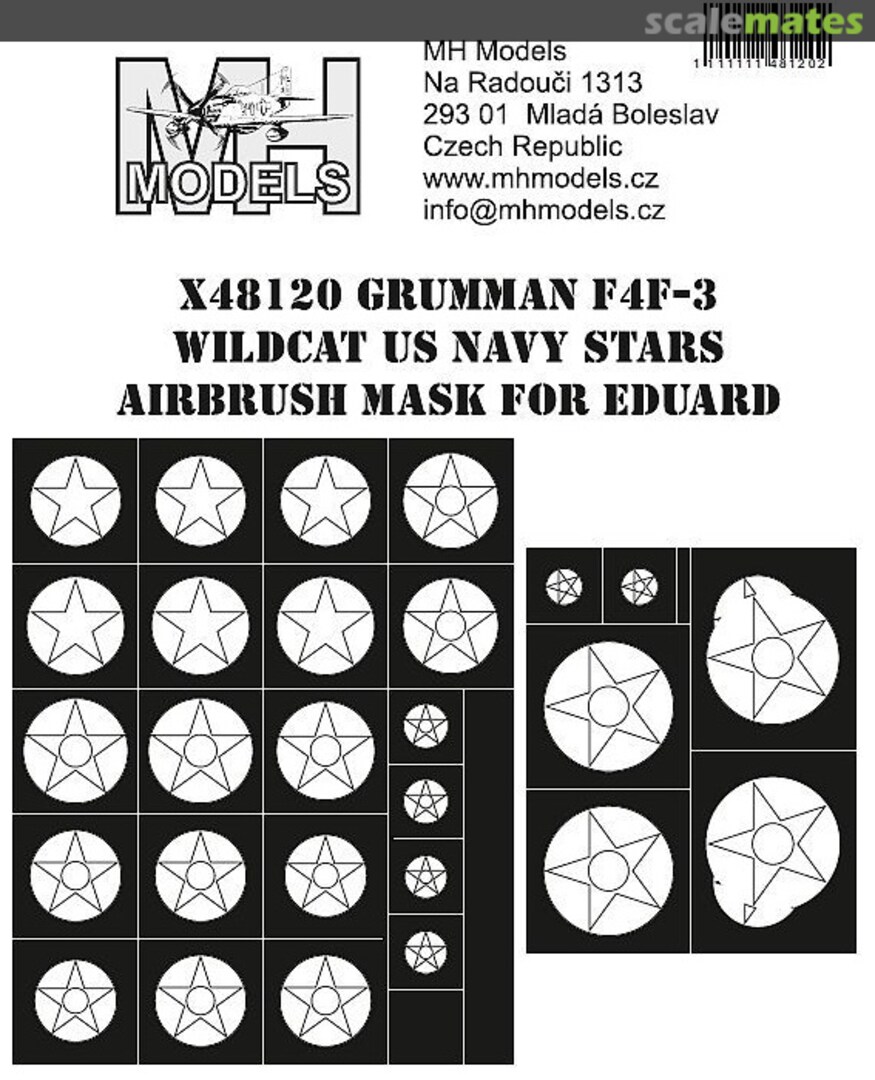 Boxart Grumman F4F-3 Wildcat US Navy Stars Airbrush Mask X48120 MH Models Boxart Grumman F4F-3 Wildcat US Navy Stars Airbrush Mask X48120 MH Models