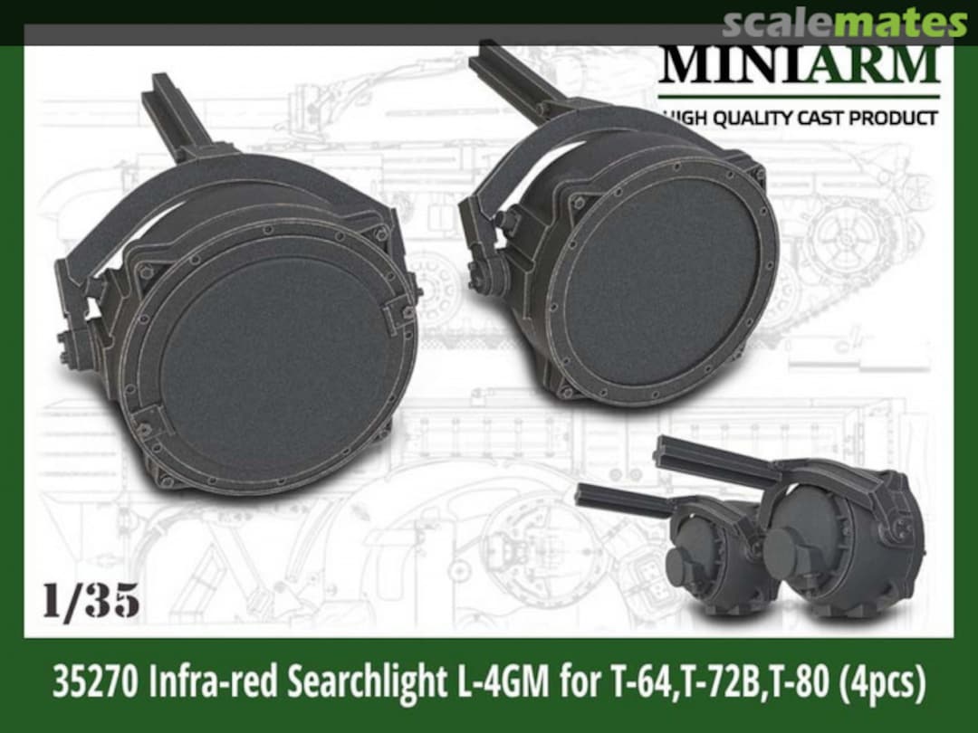 Boxart Infra-red Searchlight L-4GM for T-72B,T-80,T-64 (4pcs) 35270 Miniarm Boxart Infra-red Searchlight L-4GM for T-72B,T-80,T-64 (4pcs) 35270 Miniarm