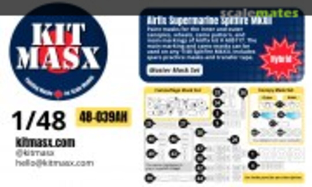 1:48 Supermarine Spitifire Mk.XII, master mask set (Kit Masx 48-039AH) 48-039AH