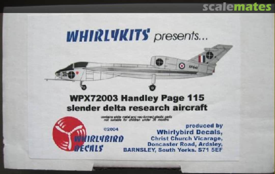 Boxart Handley Page 115 WPX72003 Whirlykits Boxart Handley Page 115 WPX72003 Whirlykits