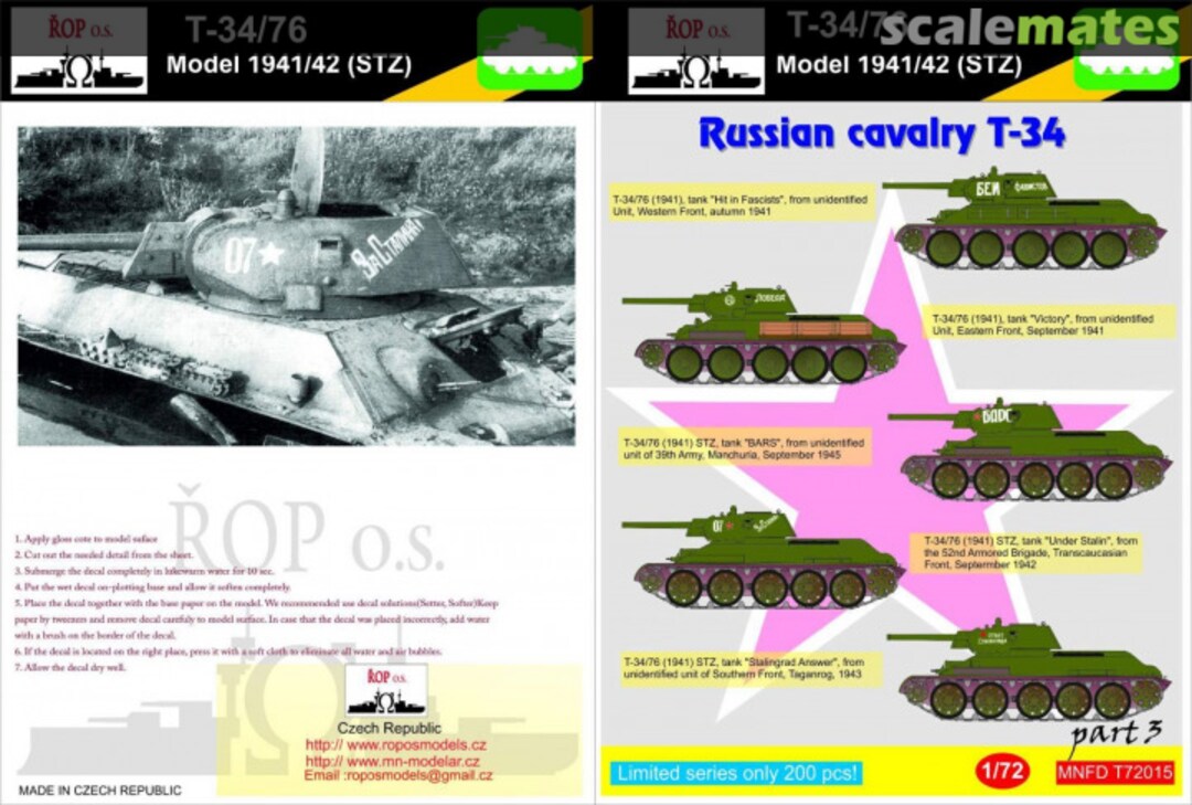 Boxart T-34/76 MODEL 1941/42 (STZ) - RUSSIAN CAVALRY T-34 MNFDT72015 ROP o.s. Boxart T-34/76 MODEL 1941/42 (STZ) - RUSSIAN CAVALRY T-34 MNFDT72015 ROP o.s.