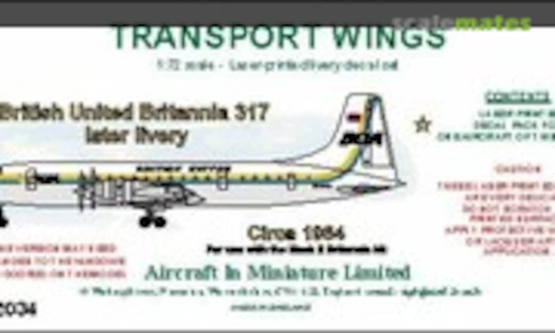 1:72 British United Bristol Britannia 317 (later livery circa 1968) decal set (Aircraft In Miniature Ltd TWL72034) TWL72034