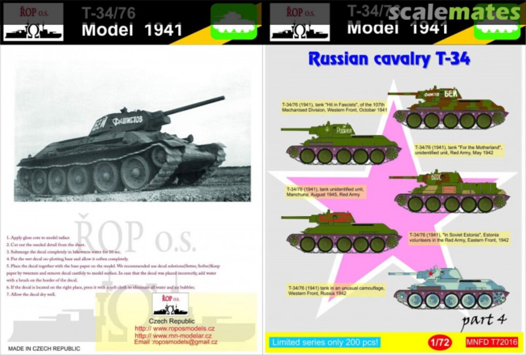 Boxart T-34/76 MODEL 1941 - RUSSIAN CAVALRY T-34 MNFDT72016 ROP o.s. Boxart T-34/76 MODEL 1941 - RUSSIAN CAVALRY T-34 MNFDT72016 ROP o.s.