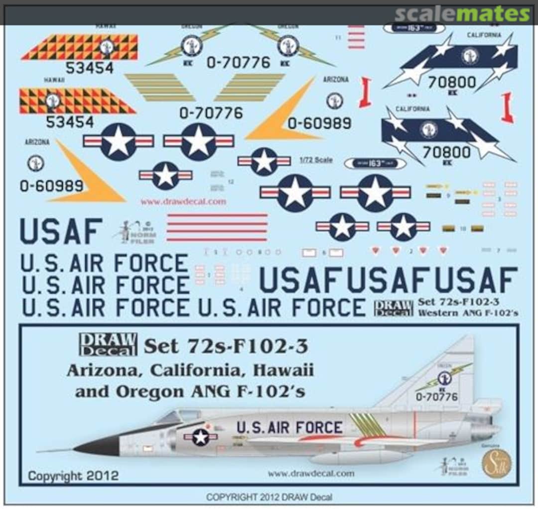 Boxart Arizona, California, Hawaii & Oregon ANG F-102's 72s-F102-3 Draw Decal Boxart Arizona, California, Hawaii & Oregon ANG F-102's 72s-F102-3 Draw Decal