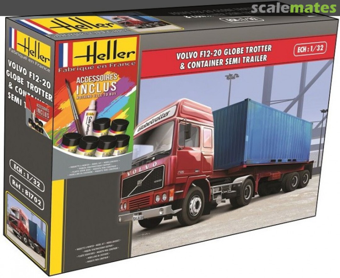 Boxart Volvo F12-20 Globe Trotter & Container Semi Trailer 57702 Heller Boxart Volvo F12-20 Globe Trotter & Container Semi Trailer 57702 Heller