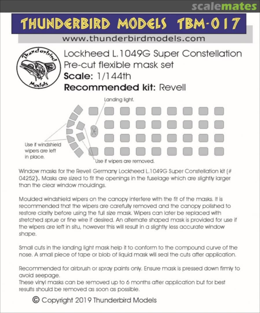 Boxart Lockheed L-1049G Super Constellation Mask TBM-017 Thunderbird Models Boxart Lockheed L-1049G Super Constellation Mask TBM-017 Thunderbird Models