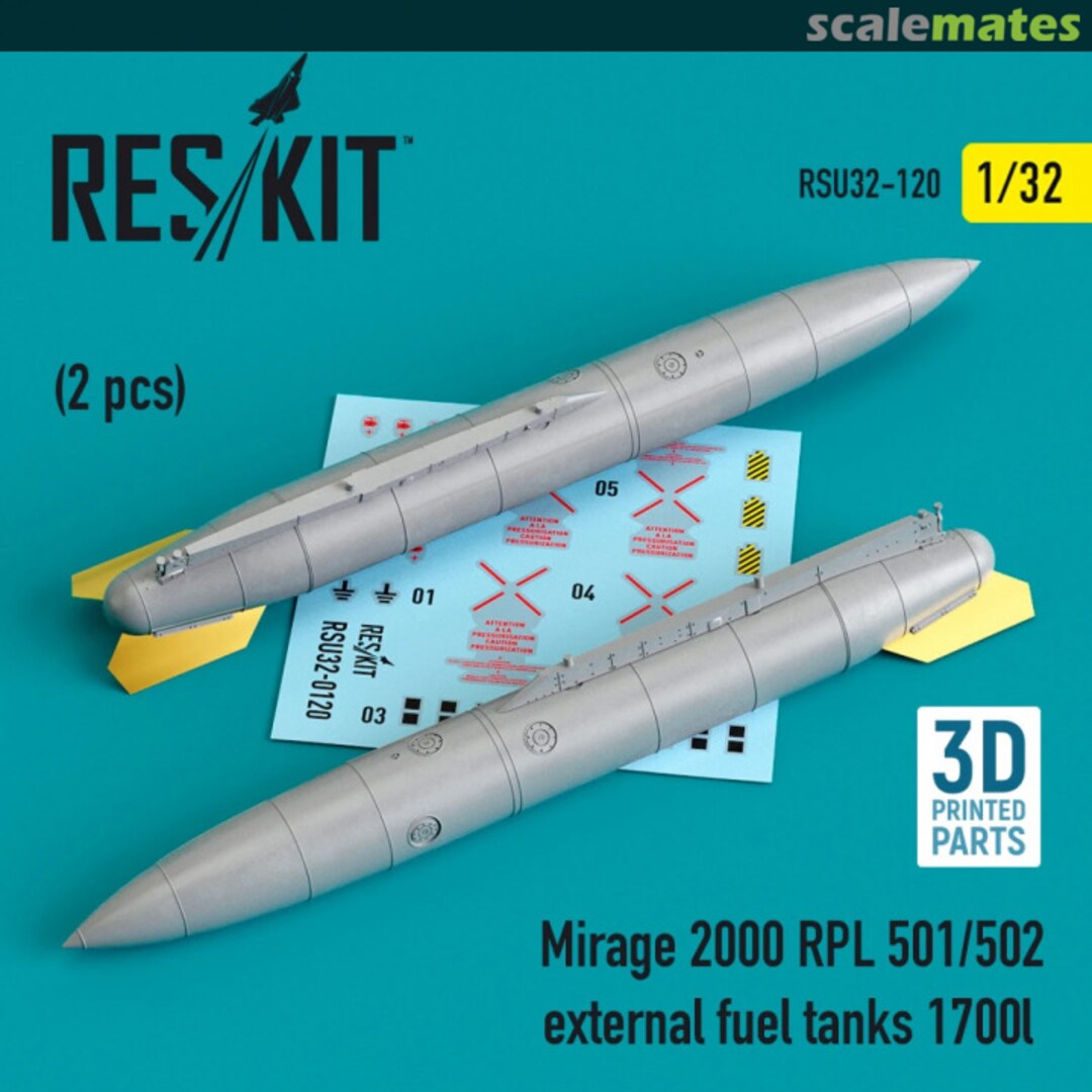 Boxart Mirage 2000 RPL 501/502 external fuel tanks 1700lt (2 pcs.) RSU32-0120 ResKit Boxart Mirage 2000 RPL 501/502 external fuel tanks 1700lt (2 pcs.) RSU32-0120 ResKit