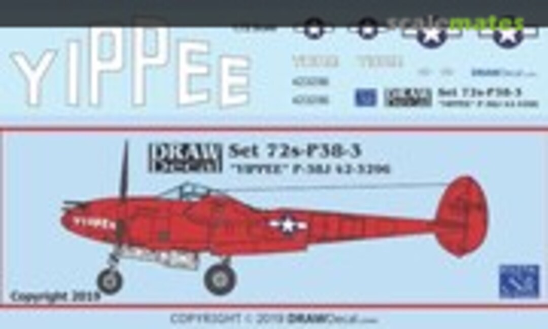 1:72 “YIPPEE” P-38J 42-3296 (Draw Decal 72-P38-3) 72-P38-3