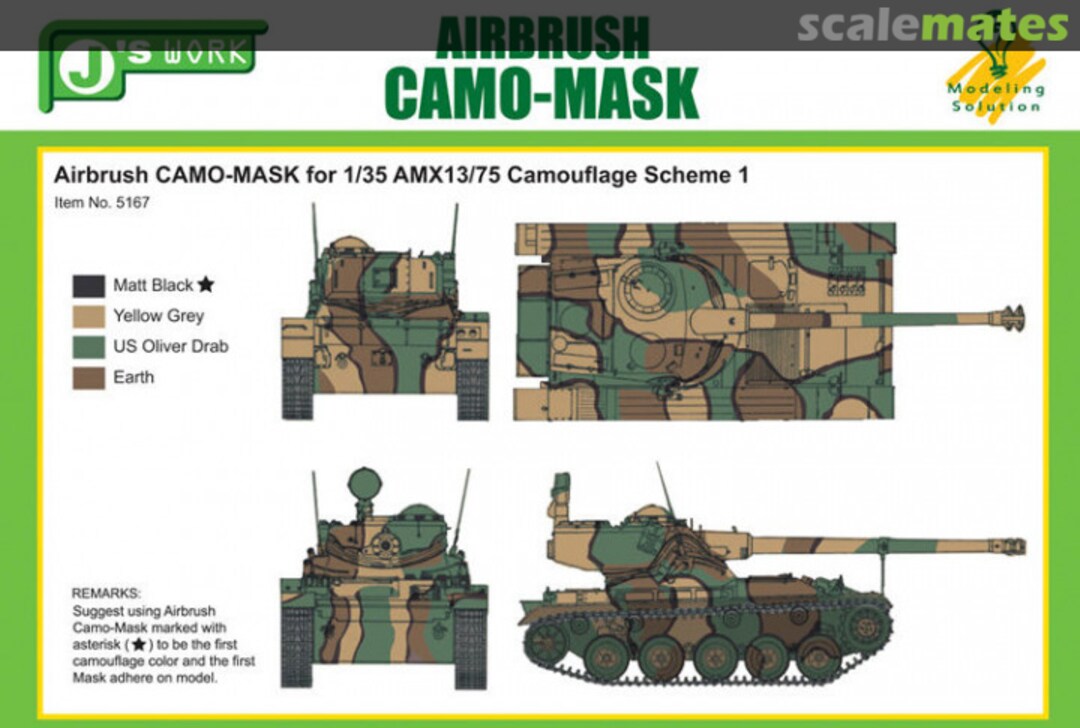 Boxart CAMO-MASK for AMX13/75 Camouflage Scheme 1 PPA5167 J's Work Boxart CAMO-MASK for AMX13/75 Camouflage Scheme 1 PPA5167 J's Work