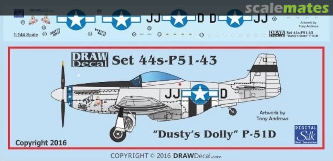 Boxart P-51D “Dusty’s Dolly” 44-P51-43 Draw Decal Boxart P-51D “Dusty’s Dolly” 44-P51-43 Draw Decal